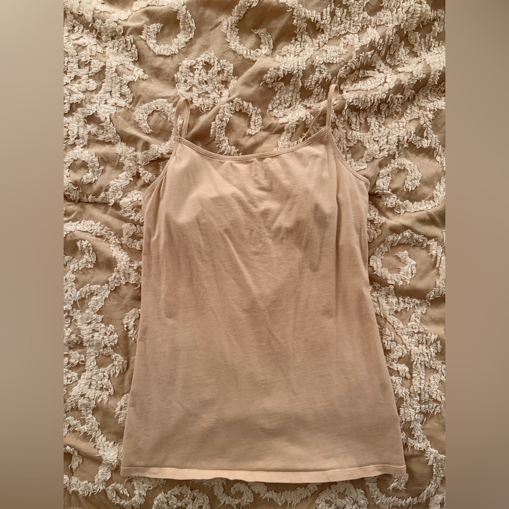 Tan Spaghetti Strap Tank Top/Camisol with Built in Bra